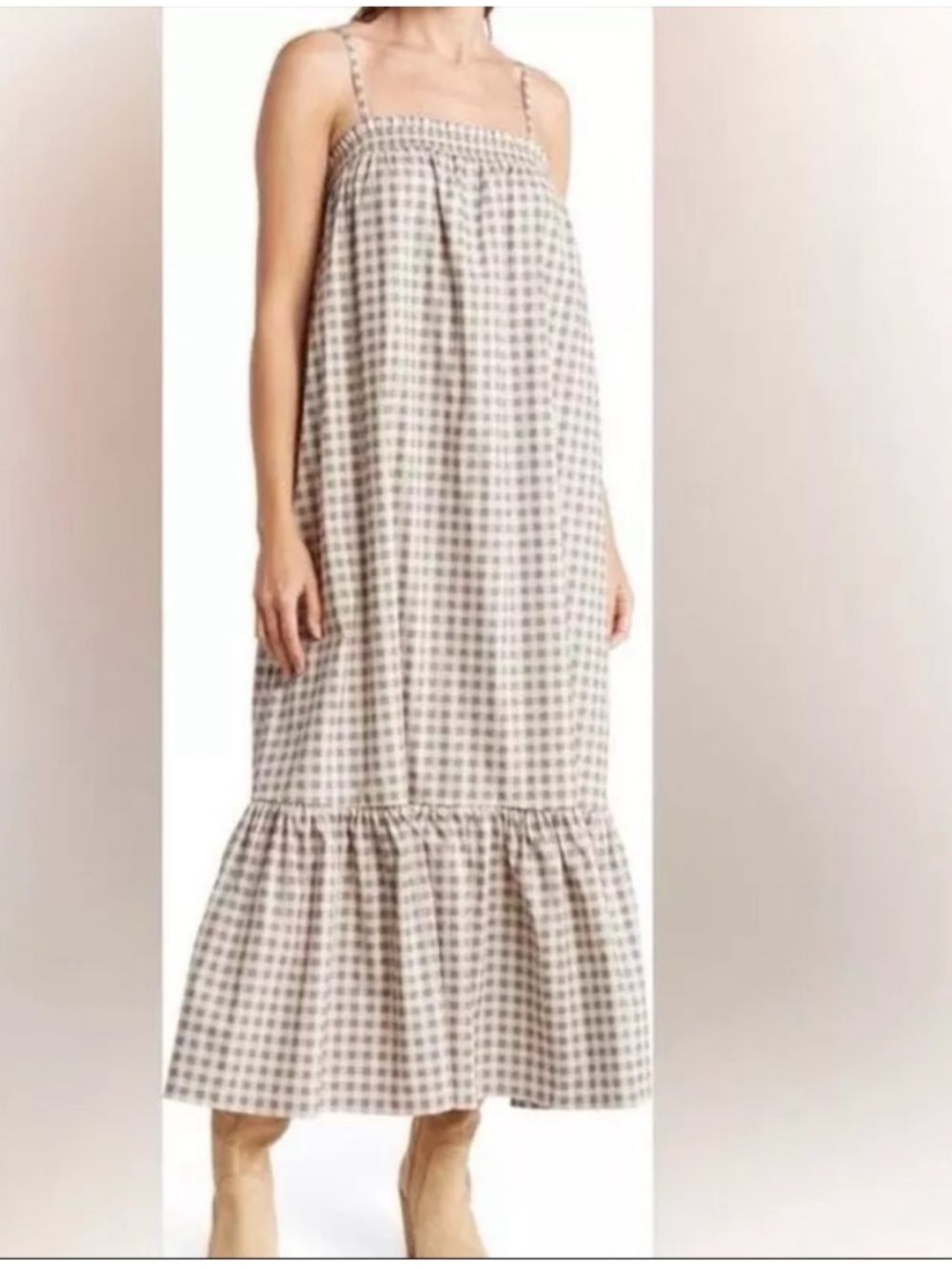 New with tags WeWoreWhat Smocked Midi Dress gingham, size Large
